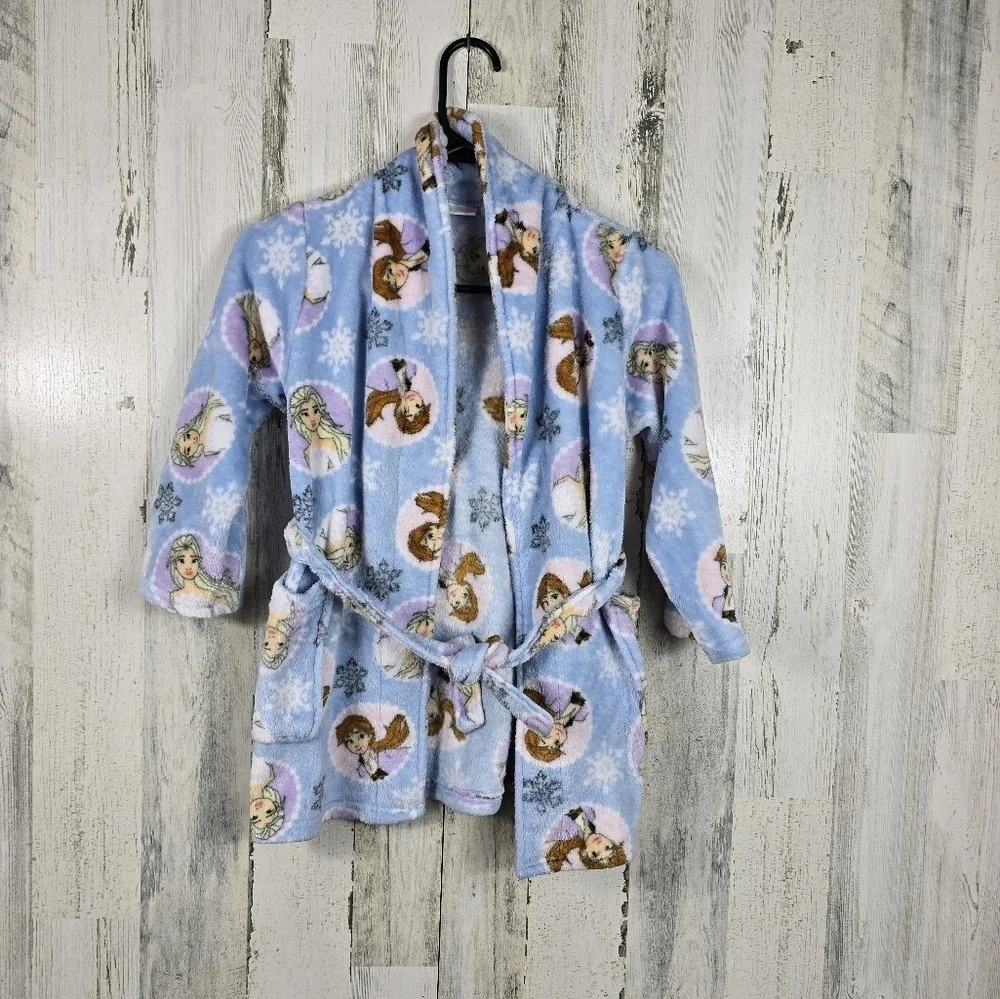 Disney frozen blue and white girls bath robe size 6